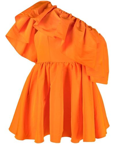Alexander McQueen Ruffle-shoulder Mini Dress - Orange