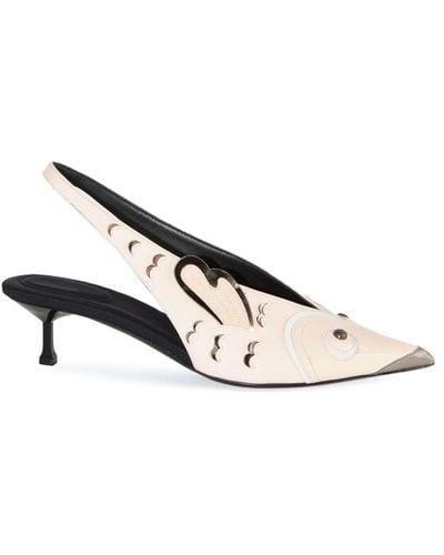 Emilio Pucci Studded Leather Slingback Pumps - Natural