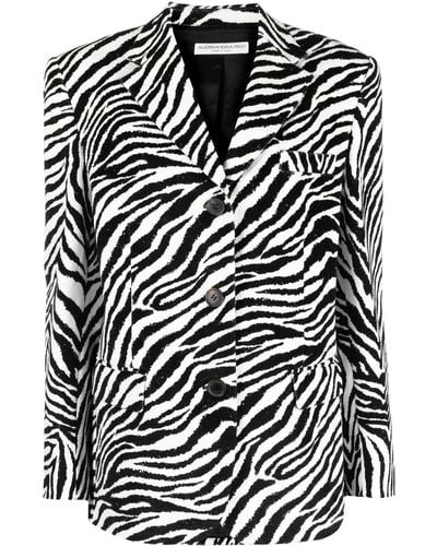 Alessandra Rich Zebra-print Single-breasted Blazer - Black