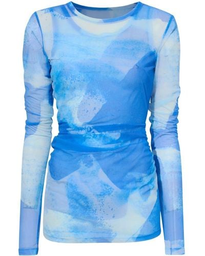 Proenza Schouler Amber Abstract-print Top - Blue