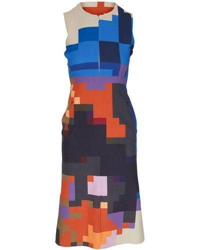 Akris Pixelated-print Sleeveless Dress - Blue