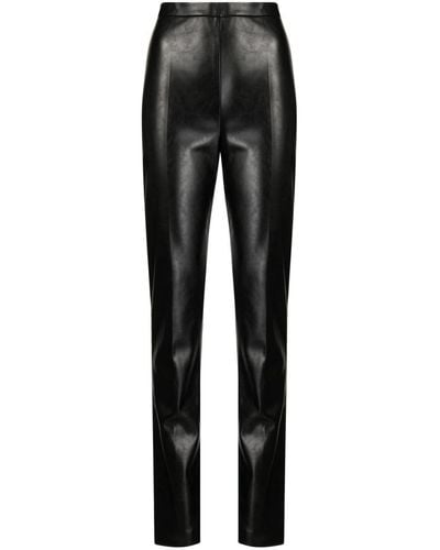 ANOUKI Faux-leather Split-cuff Pants - Black