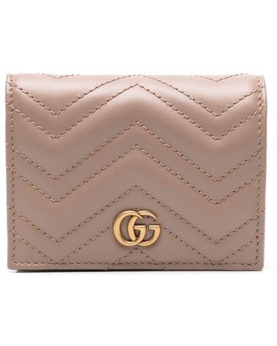 Gucci ダブルg カードケース(コイン&紙幣入れ付き), ピンク, Leather