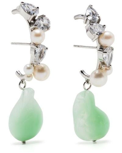 Completedworks Eze-eh Sterling Silver Pearl And Jade Earrings - White