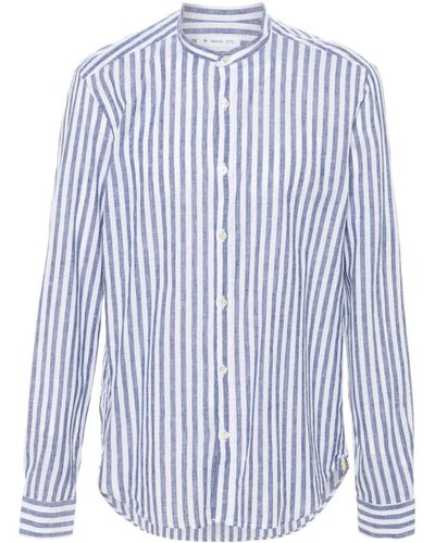 Manuel Ritz Striped Slub-texture Shirt - Blue