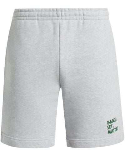 Lacoste Slogan-embroidered Cotton Track Shorts - Grey