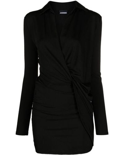 Jacquemus バイア ノット ツイルミニシャツドレス - ブラック