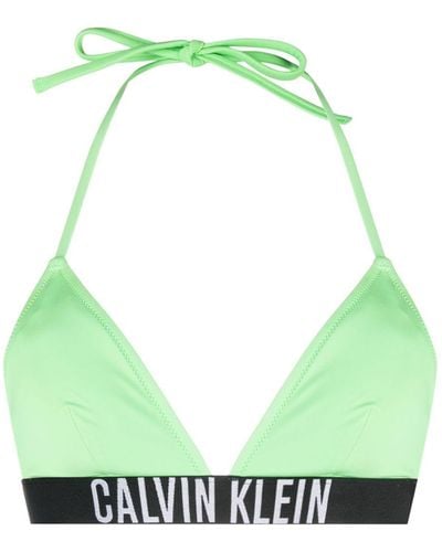 Calvin Klein Top de bikini con logo estampado - Verde