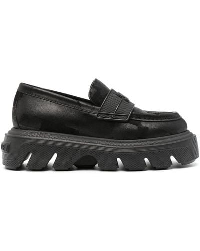 Casadei Generation C Logo-embossed Loafers - Black
