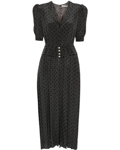 Alessandra Rich Polka Dot-print Midi Dress - ブラック