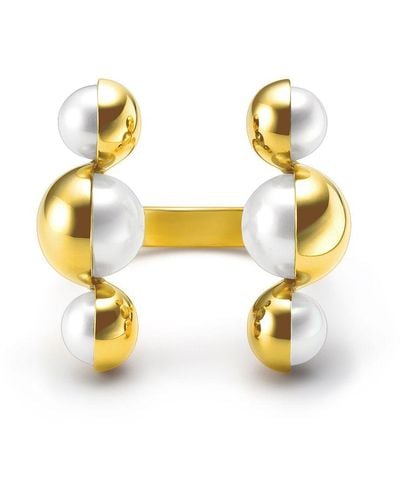 Tasaki 18kt Yellow Gold M/g Arlequin Slashed Freshwater Pearl Ring - Metallic