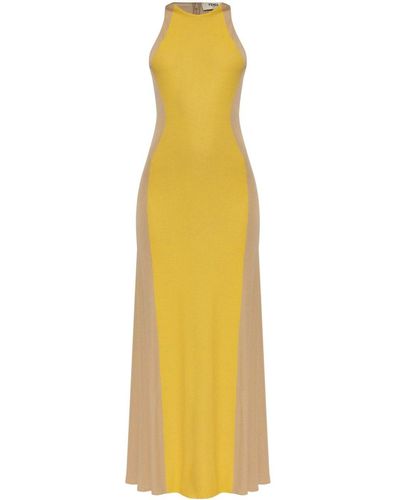Fendi Polka-dot Print Maxi Dress - Yellow