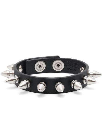 Moschino Leather Spiked Stud-design Bracelet - Black
