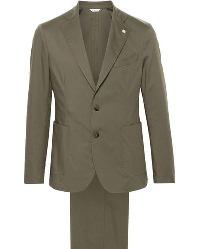 Manuel Ritz Brooch-detail Single-breasted Suit - Green