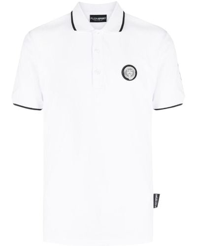 Philipp Plein Ss Logo-patch Cotton Polo Shirt - White