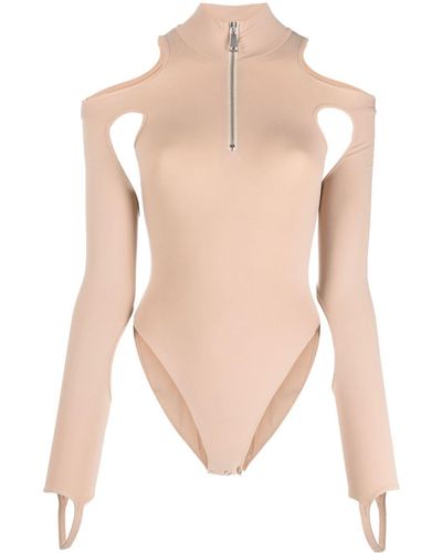ANDREADAMO Sculpted Jersey Cut-out Bodysuit - White