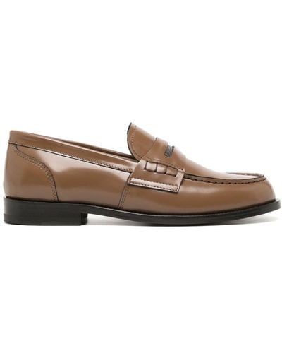 Fabiana Filippi Leren Loafers - Bruin