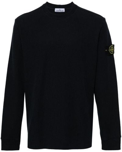 Stone Island Compass-bage Ribbed Sweater - Blue