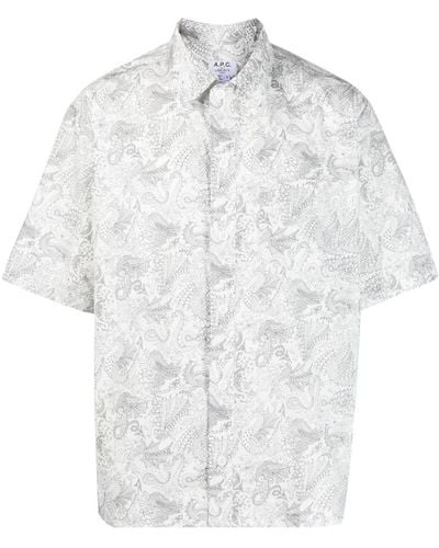 A.P.C. Paisley-print Short-sleeve Shirt - White