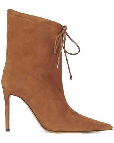 Alexandre Vauthier 105mm Pointed-toe Suede Boots - Brown