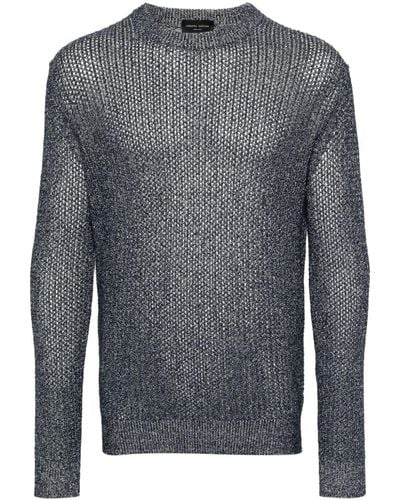 Roberto Collina Melierter Pullover mit Lochstrickmuster - Grau