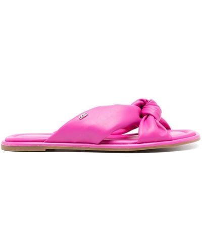 MICHAEL Michael Kors Elena Leather Slides - Pink