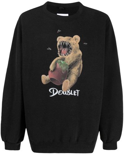 Doublet Sweatshirt mit Bären-Print - Schwarz