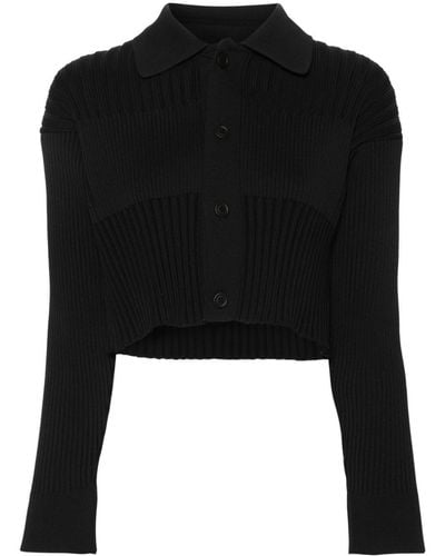 CFCL Fluted Cropped Cardigan - Black