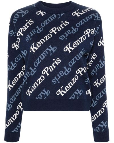 KENZO Verdy ロゴインターシャ セーター - ブルー