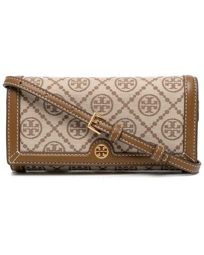 Tory Burch All-over Monogram-pattern Clutch Bag - Brown