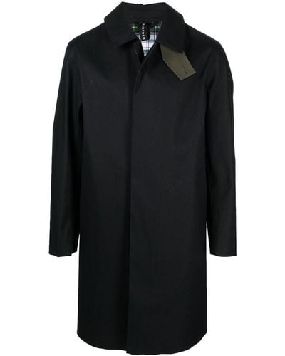 Mackintosh Tartan Oxford Bonded Cotton 3/4 Coat - Black