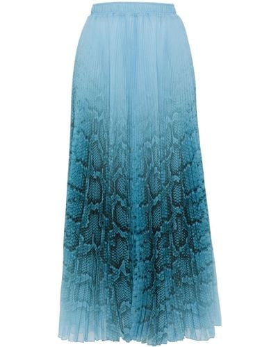 Ermanno Scervino Snake-print Pleated Skirt - Blue