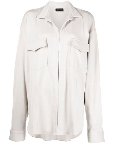 Styland オーバーサイズ シャツジャケット - ホワイト