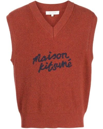Maison Kitsuné Logo-embroidered Wool Vest