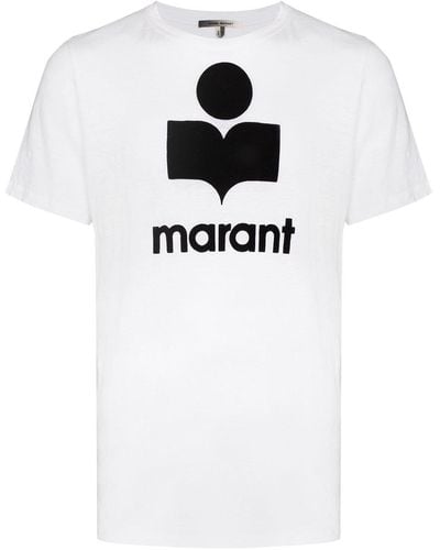 Isabel Marant Leinen-T-Shirt mit Logo - Weiß