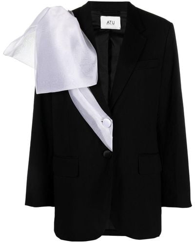 Atu Body Couture Bow-detail Single-breasted Blazer - Black