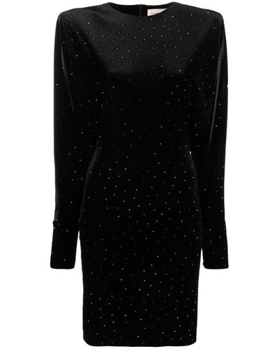 Alexandre Vauthier Crystal Velvet Mini Dress - Black