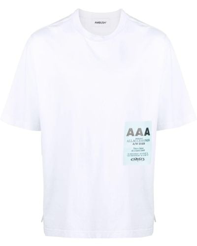 Ambush T-shirt oversize con stampa Pass - Bianco