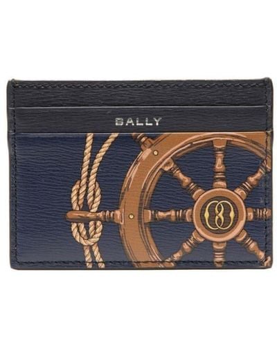 Bally Graphic-print Leather Cardholder - Blue