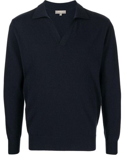 N.Peal Cashmere Cashmere Fine-knit Polo Shirt - Blue