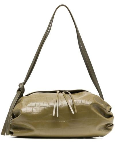 Jil Sander Crocodile-embossed Leather Shoulder Bag - Metallic