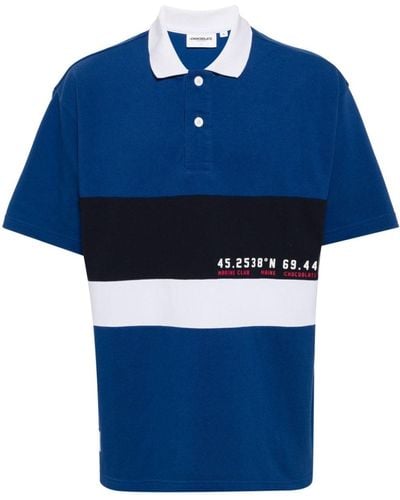 Chocoolate Stripe-panel Polo Shirt - Blue