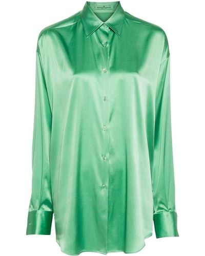 Ermanno Scervino Satin Silk Shirt - Green