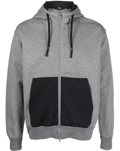 Herno Layered-effect Cotton-blend Hoodie - Grey