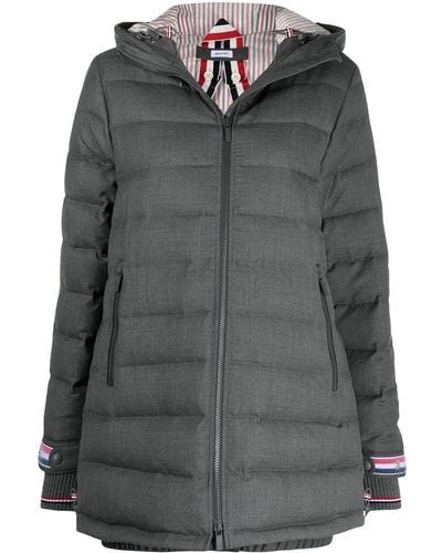 Thom Browne 120s Twill Funnel Neck Coat - Gray