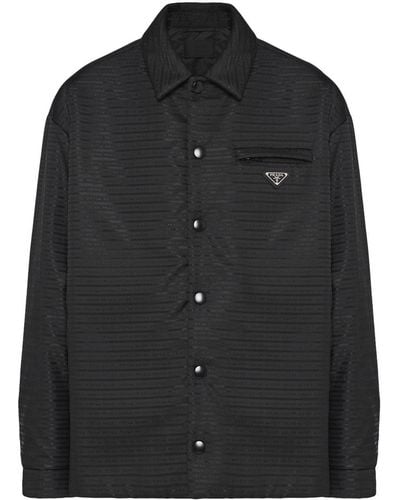 Prada Camisa acolchada con logo - Negro
