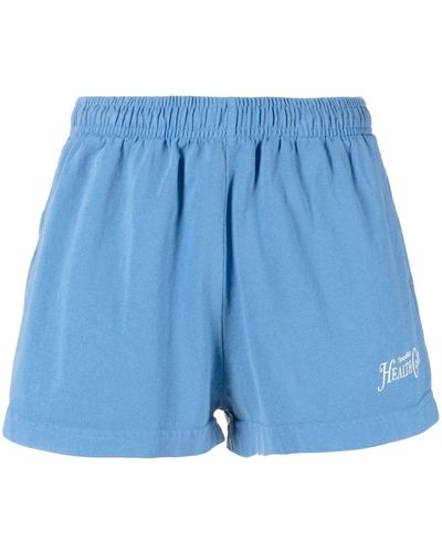 Sporty & Rich Shorts con eslogan estampado - Azul