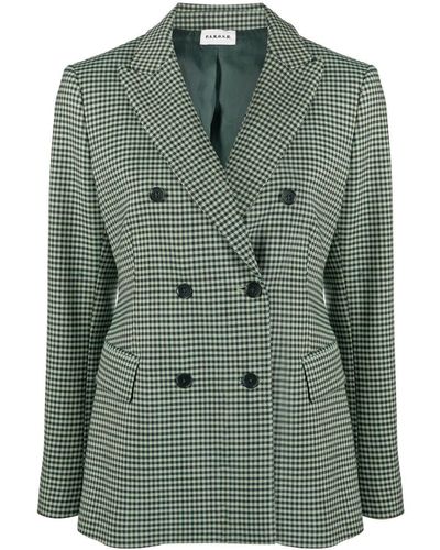 P.A.R.O.S.H. Checked Double-breasted Blazer - Green