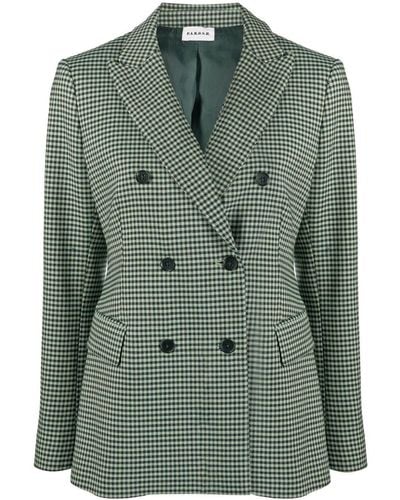 P.A.R.O.S.H. Checked Double-breasted Blazer - Green