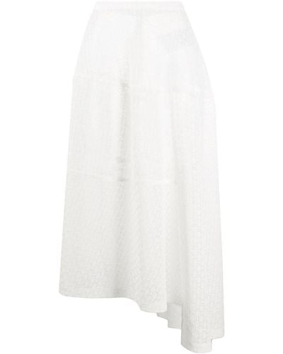 Jil Sander Crochet-lace Asymmetric Midi Skirt - White